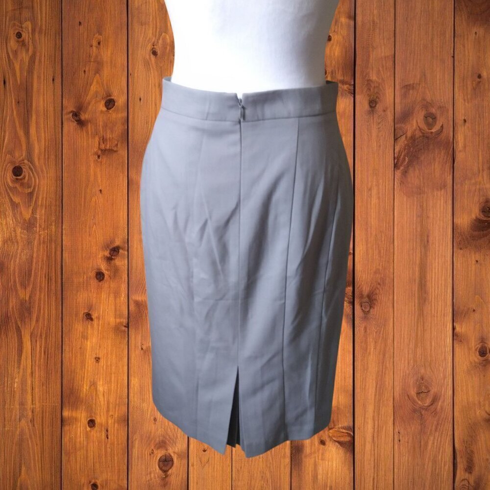 Ann Taylor Size 4 Gray Pencil Straight Skirt Back Pleat Business Office Career - Picture 4 of 4